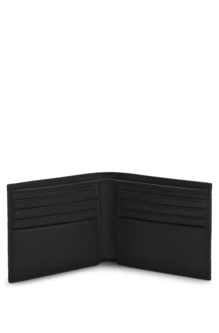 Monogrammed wallet with polished metal logo