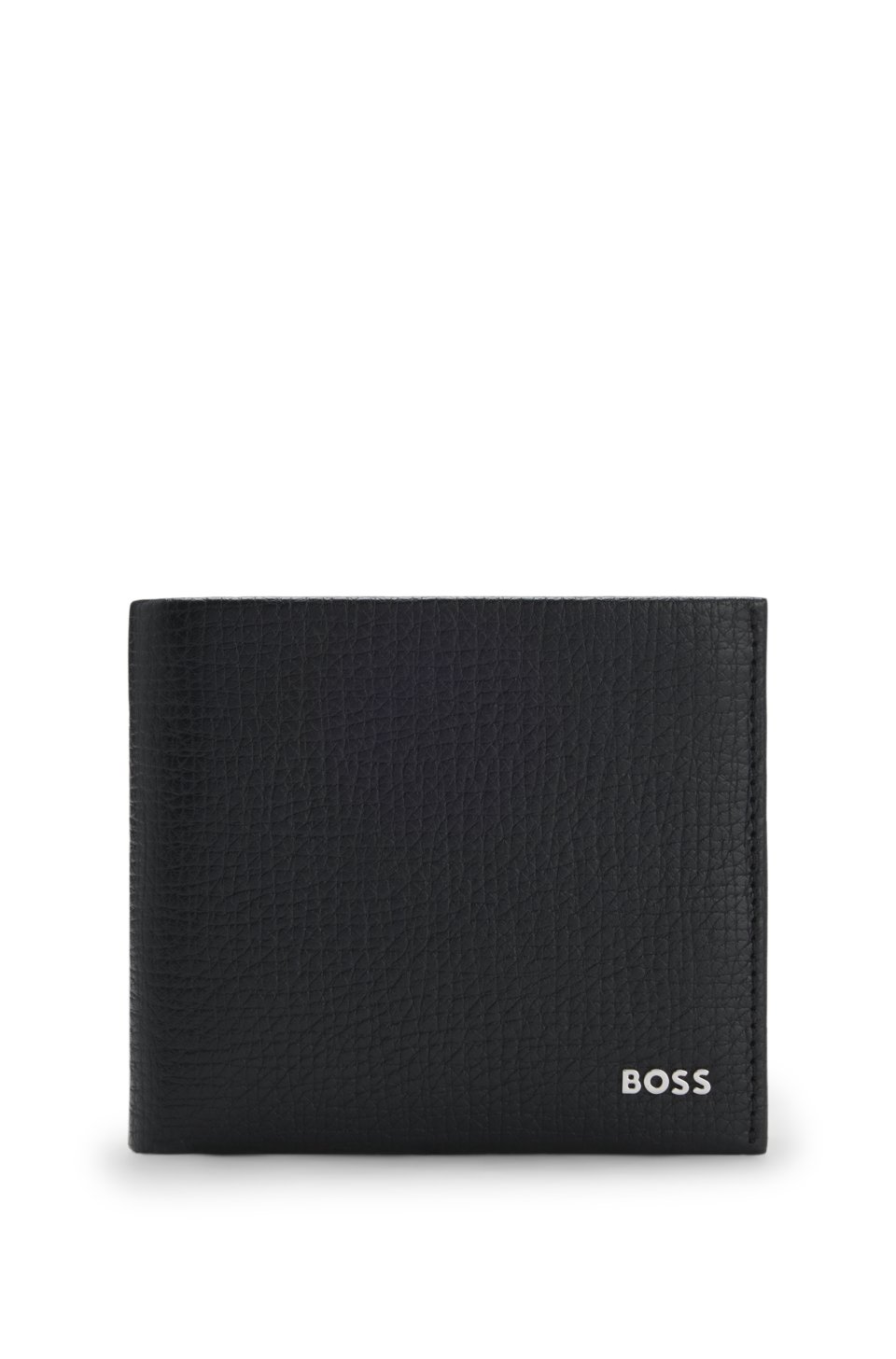 Grained-leather wallet with metallic logo lettering