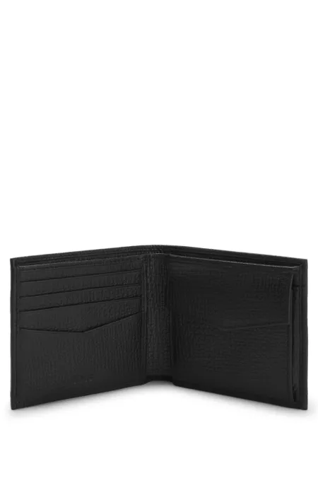 Grained-leather wallet with metallic logo lettering