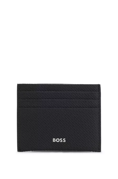 Card holder in monogram-pattern recycled leather