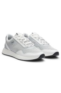 Reflective-nylon trainers with ridged sole, White