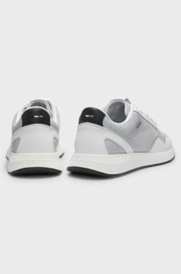 Reflective-nylon trainers with ridged sole, White