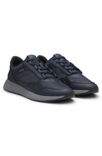 Reflective-nylon trainers with ridged sole, Dark Blue