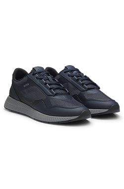 Reflective-nylon trainers with ridged sole