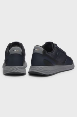 Reflective-nylon trainers with ridged sole, Dark Blue