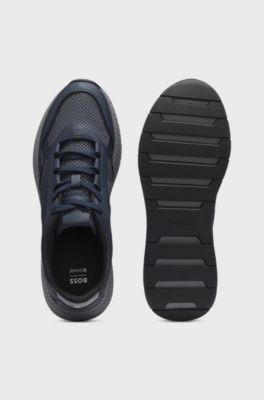 Reflective-nylon trainers with ridged sole, Dark Blue