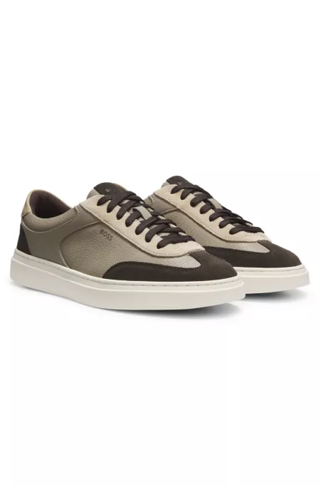 Baskets en cuir à semelle cupsole et finitions en cuir suédé