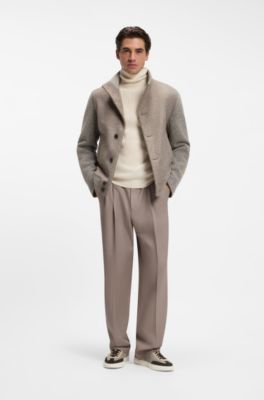 Cupsole trainers in leather with suede trims, Light Brown