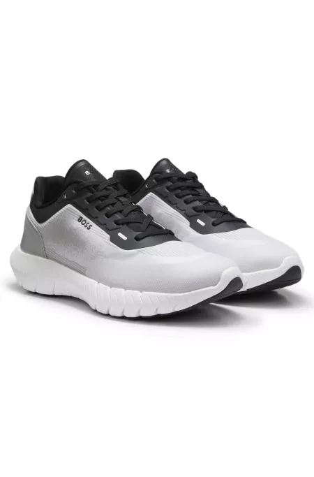 BOSS-MOTION lace-up trainers in woven jacquard