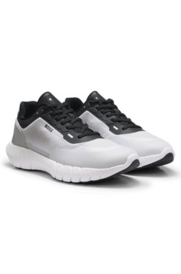 BOSS-MOTION lace-up trainers in woven jacquard