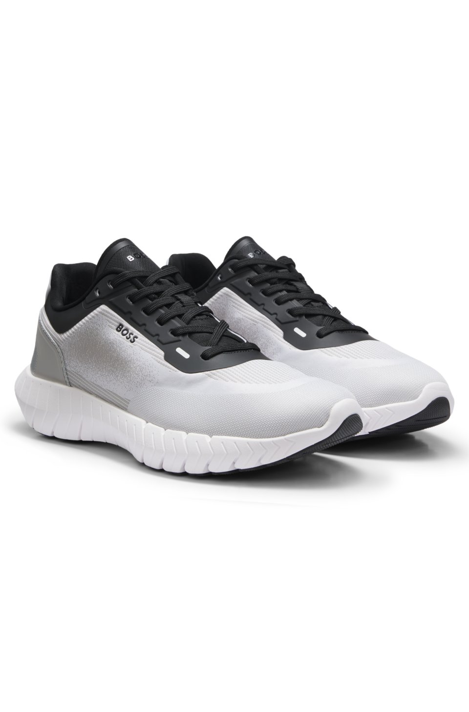 BOSS-MOTION lace-up trainers in woven jacquard