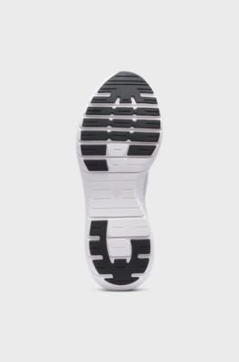 BOSS-MOTION lace-up trainers in woven jacquard, White
