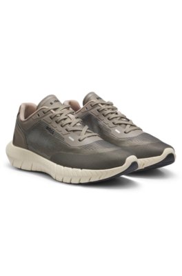 BOSS-MOTION lace-up trainers in woven jacquard