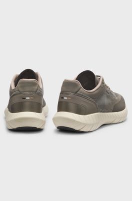 BOSS-MOTION lace-up trainers in woven jacquard, Dark Green