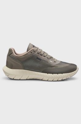 BOSS-MOTION lace-up trainers in woven jacquard, Dark Green