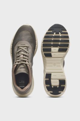 BOSS-MOTION lace-up trainers in woven jacquard, Dark Green
