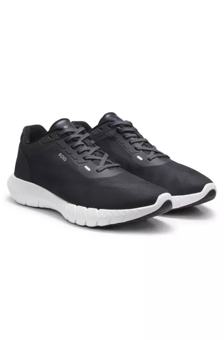 BOSS-MOTION lace-up trainers in woven jacquard