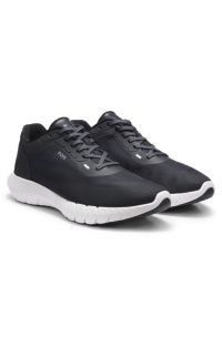 BOSS-MOTION lace-up trainers in woven jacquard, Dark Blue