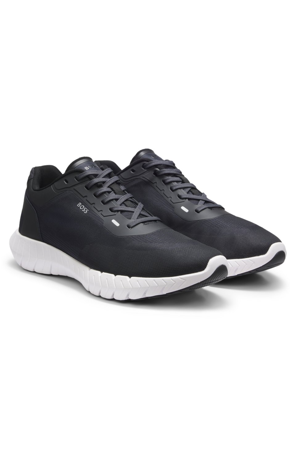 BOSS-MOTION lace-up trainers in woven jacquard