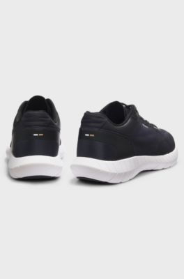 BOSS-MOTION lace-up trainers in woven jacquard, Dark Blue