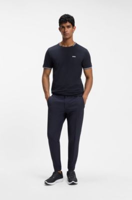 BOSS-MOTION lace-up trainers in woven jacquard, Dark Blue