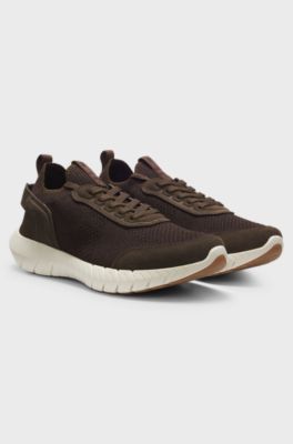 Sporty slip-on trainers with suede details, Dark Brown
