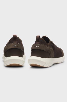 Sporty slip-on trainers with suede details, Dark Brown