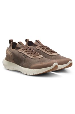 Sporty slip-on trainers with suede details, Light Brown