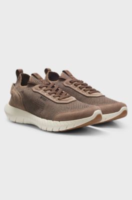 Sporty slip-on trainers with suede details, Light Brown