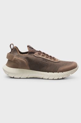 Sporty slip-on trainers with suede details, Light Brown