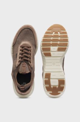 Sporty slip-on trainers with suede details, Light Brown