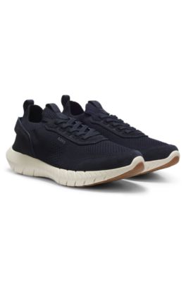 Sporty slip-on trainers with suede details, Blue