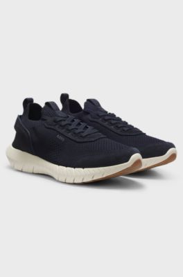 Sporty slip-on trainers with suede details, Blue
