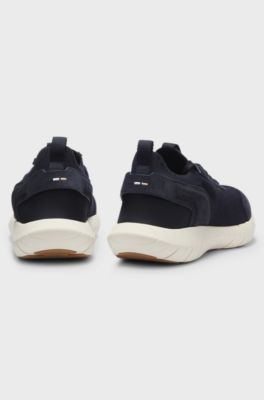 Sporty slip-on trainers with suede details, Blue