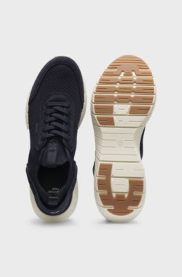 Sporty slip-on trainers with suede details, Blue