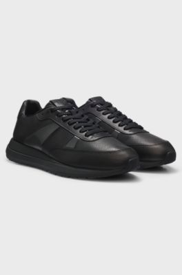 Porsche x BOSS Sneakers in pelle con dettagli traforati, Nero