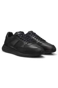 Porsche x BOSS leather trainers with perforated details, Black
