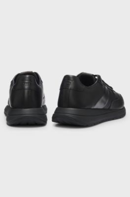 Porsche x BOSS leather trainers with perforated details, Black