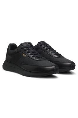 Monogram trainers with leather trims and EVA-rubber sole