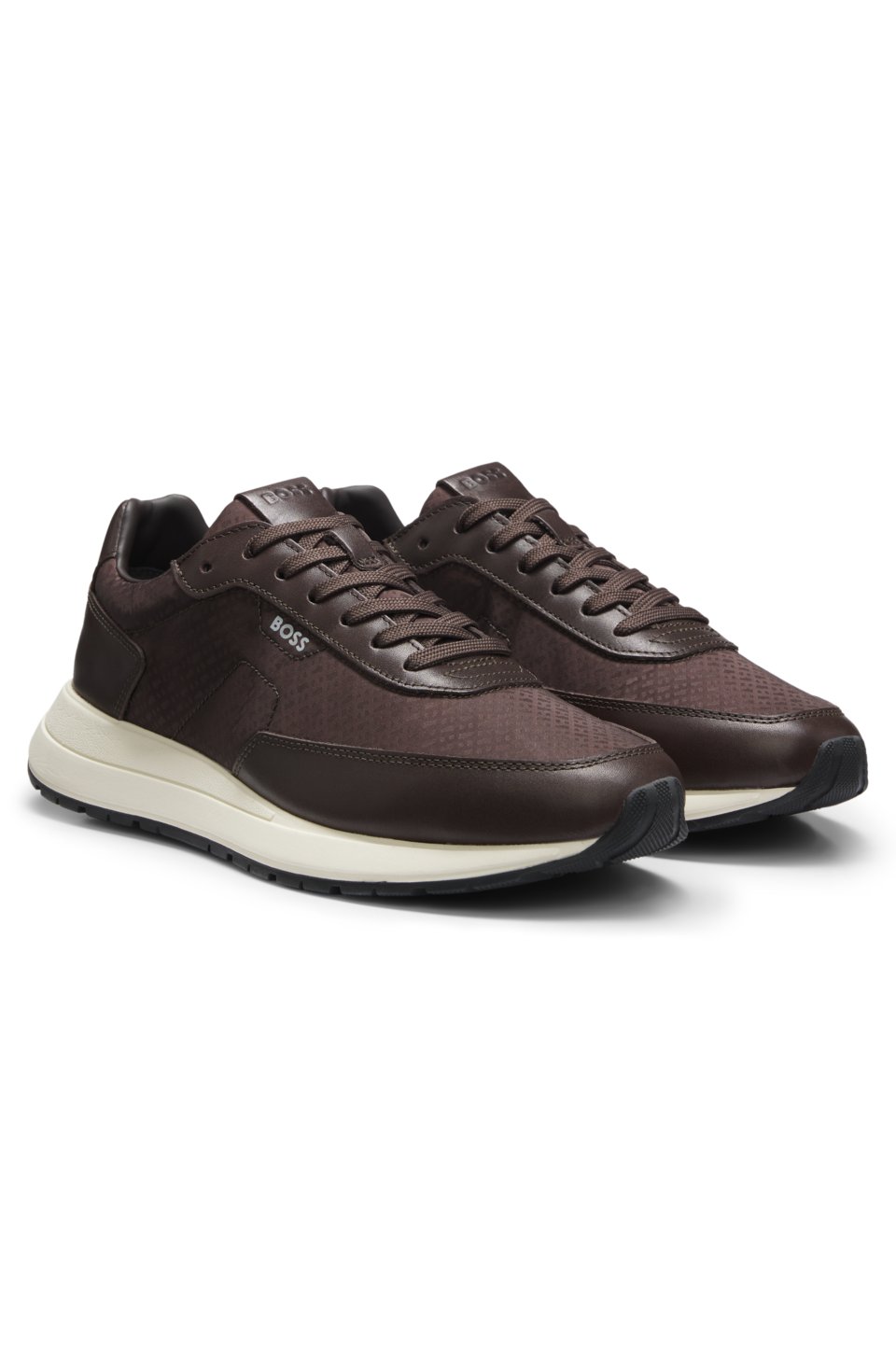 Monogram trainers with leather trims and EVA-rubber sole