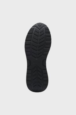 Monogram-sneakers met leren details en EVA-rubberzool, Donkerbruin