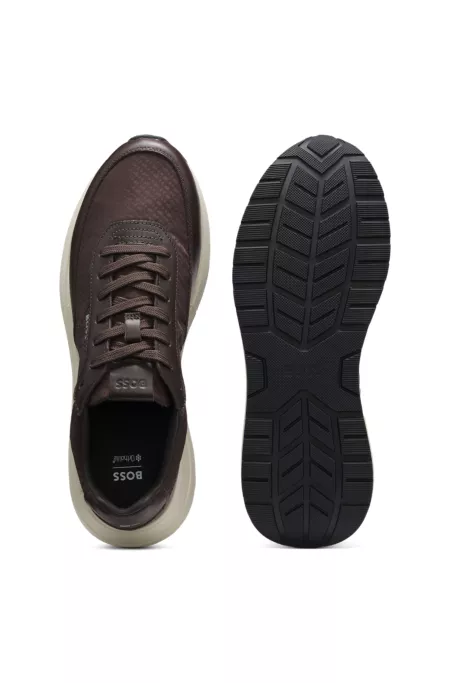 Monogram trainers with leather trims and EVA-rubber sole