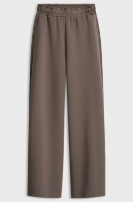 Relaxed-fit wide-leg trousers in a cotton blend, Brown