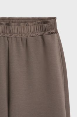 Relaxed-fit wide-leg trousers in a cotton blend, Brown