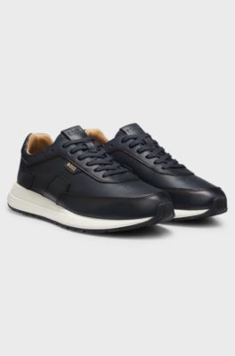 Brushed leather trainers with EVA-rubber sole, Dark Blue