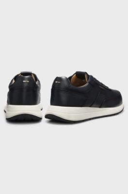 Brushed leather trainers with EVA-rubber sole, Dark Blue