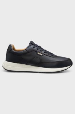Brushed leather trainers with EVA-rubber sole, Dark Blue