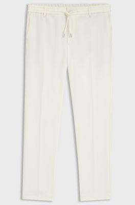 Modern-fit twill broek van elastische keperstof, Naturel