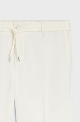 Modern-fit twill broek van elastische keperstof, Naturel