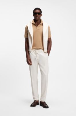 Modern-fit trousers in stretch twill, Natural